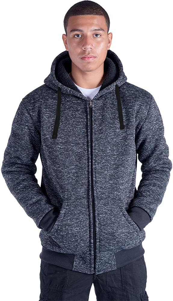 LeeHanTon Heavyweight Hoodies for Men Jackets Comfy Sherpa Lined
